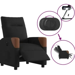 vidaXL Fauteuil verstelbaar elektrisch stof zwart