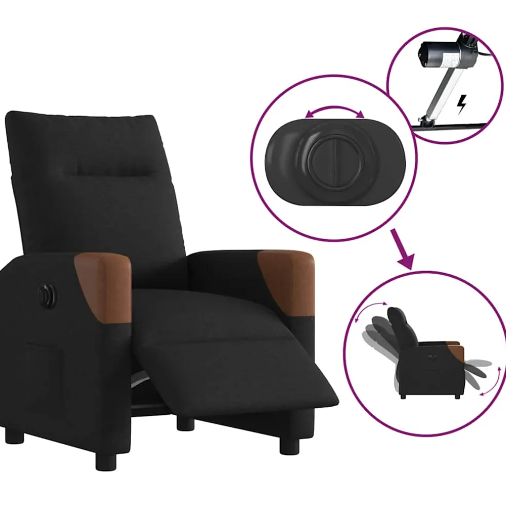 vidaXL Fauteuil verstelbaar elektrisch stof zwart