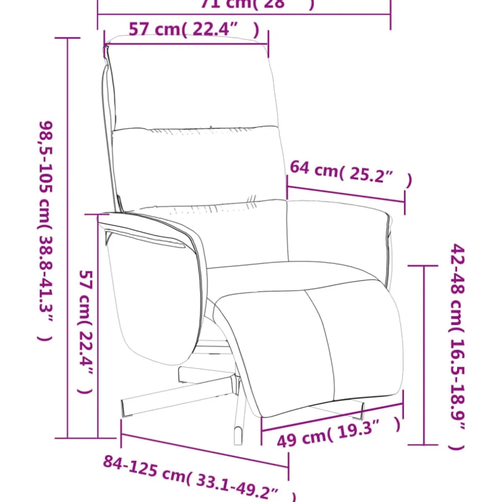 vidaXL Fauteuil verstelbaar met voetensteun kunstleer grijs
