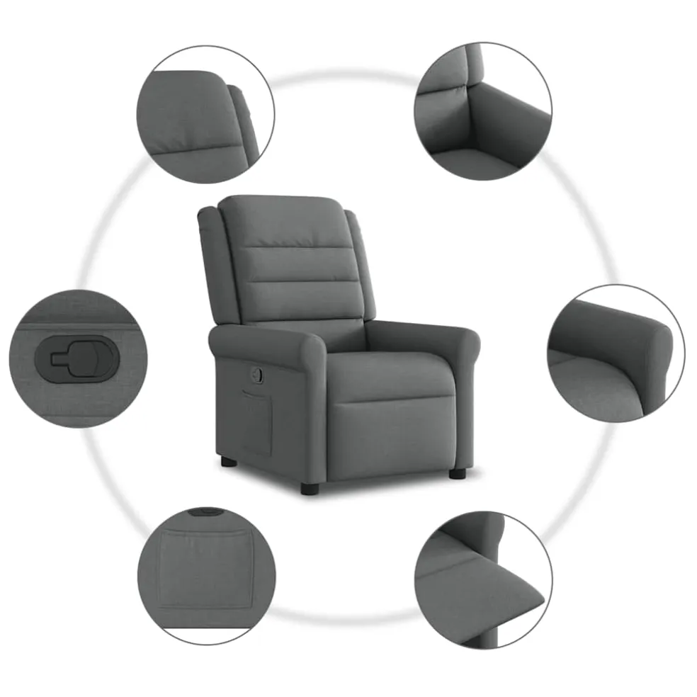 vidaXL Fauteuil verstelbaar stof donkergrijs