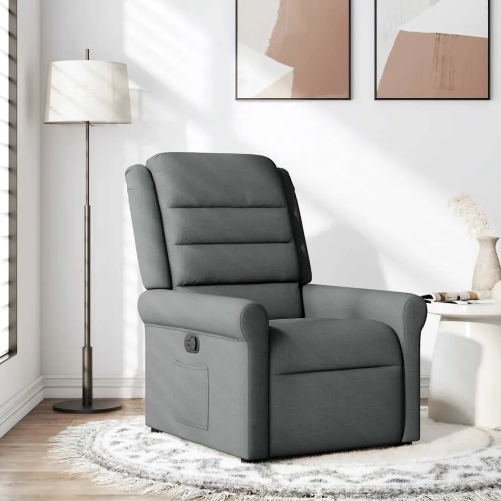 vidaXL Fauteuil verstelbaar stof donkergrijs