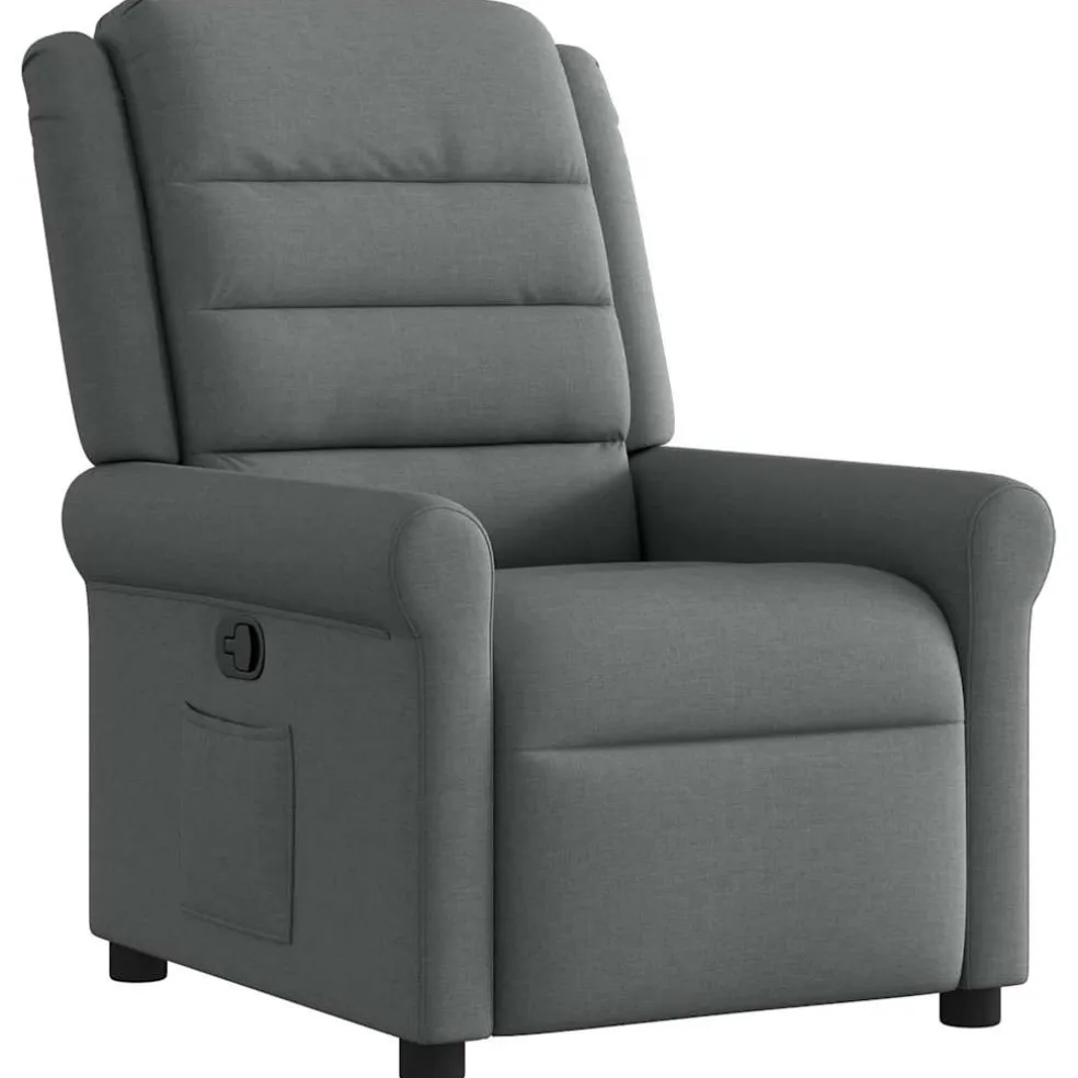 vidaXL Fauteuil verstelbaar stof donkergrijs