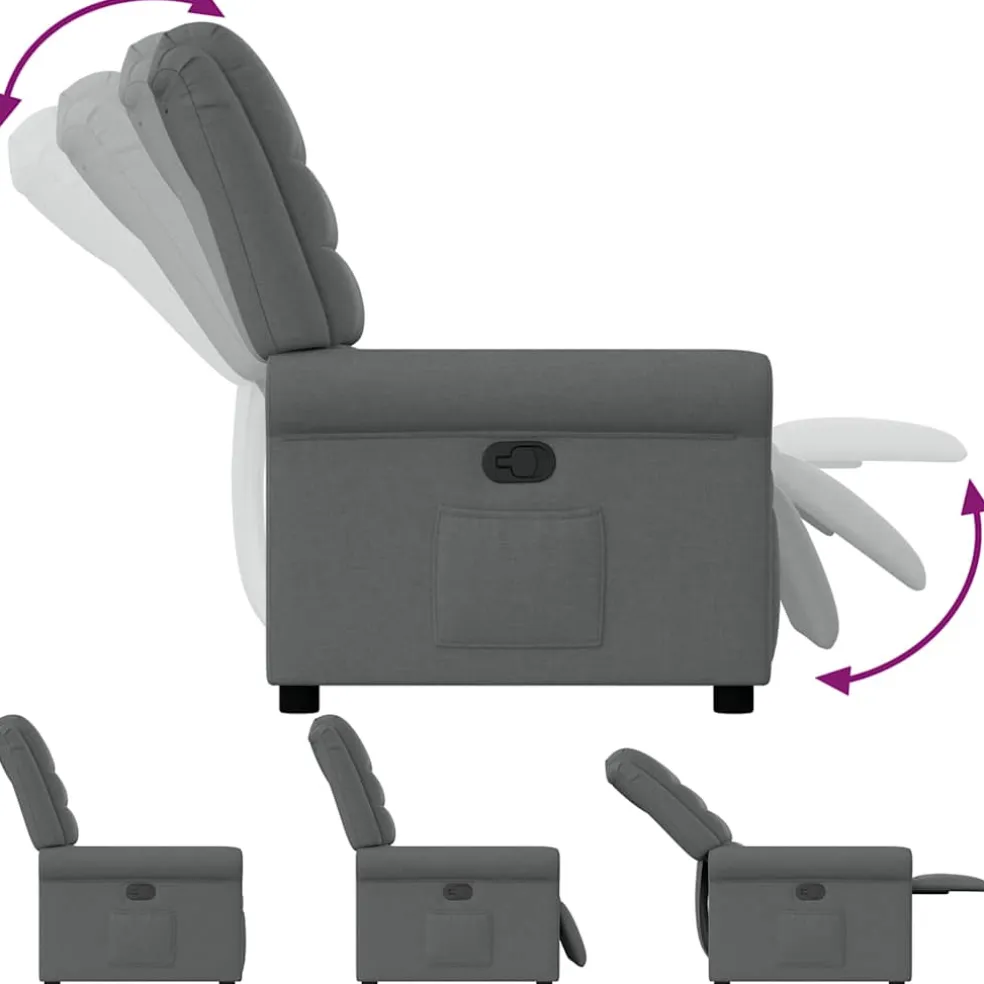 vidaXL Fauteuil verstelbaar stof donkergrijs