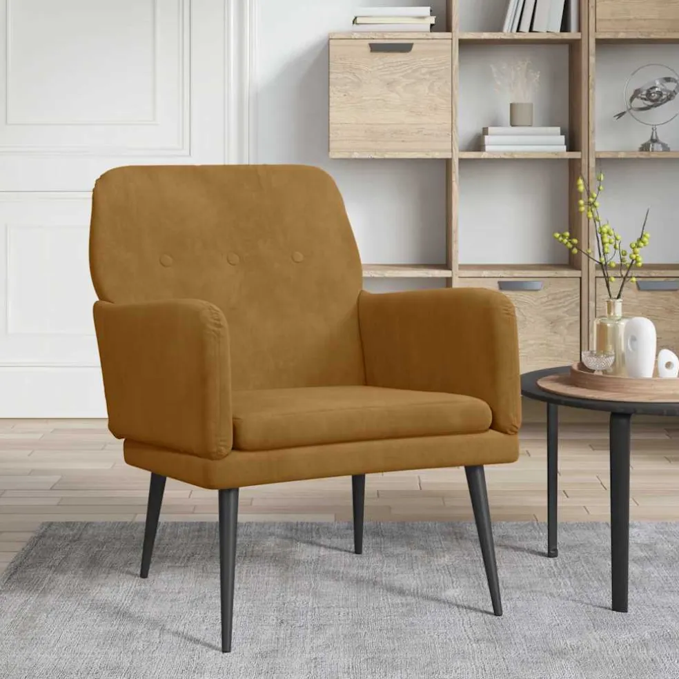 vidaXL Fauteuil 62x79x79 cm fluweel bruin