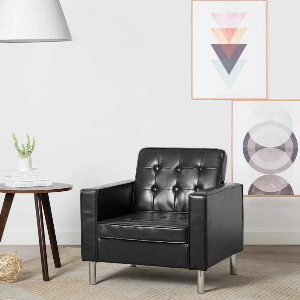 vidaXL Fauteuil zwart 75x70x75 cm kunstleer
