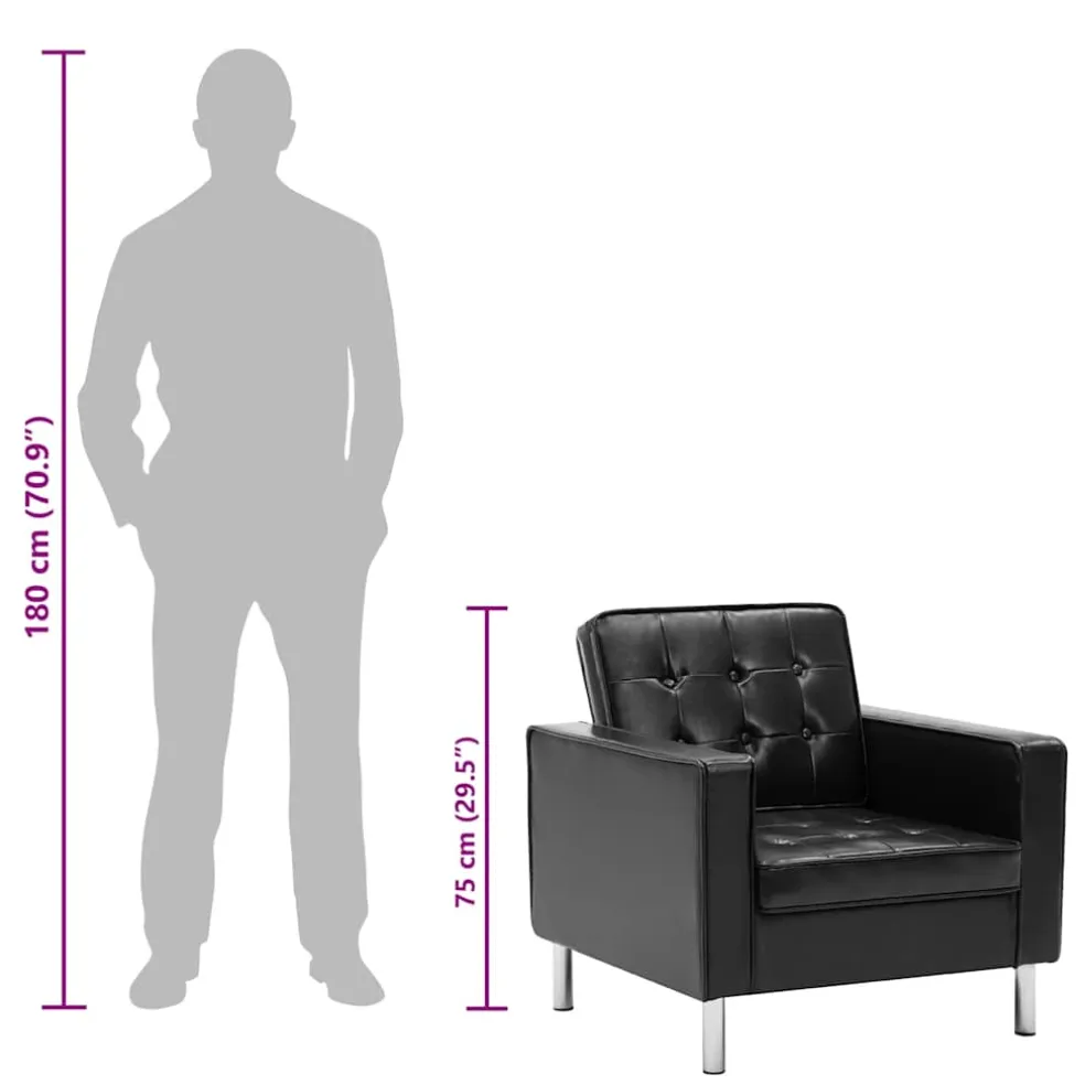 vidaXL Fauteuil zwart 75x70x75 cm kunstleer