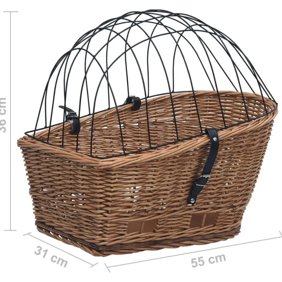 vidaXL Fietsmand voor bagagedrager 55x31x36 cm natuurlijk wilgen