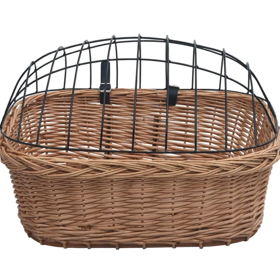 vidaXL Fietsstuurmand met deksel 50x45x35 cm natuurlijk wilgen