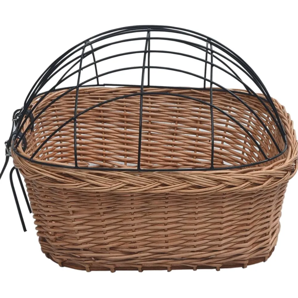 vidaXL Fietsstuurmand met deksel 50x45x35 cm natuurlijk wilgen