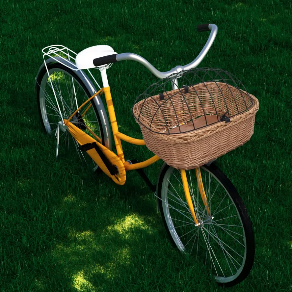 vidaXL Fietsstuurmand met deksel 50x45x35 cm natuurlijk wilgen