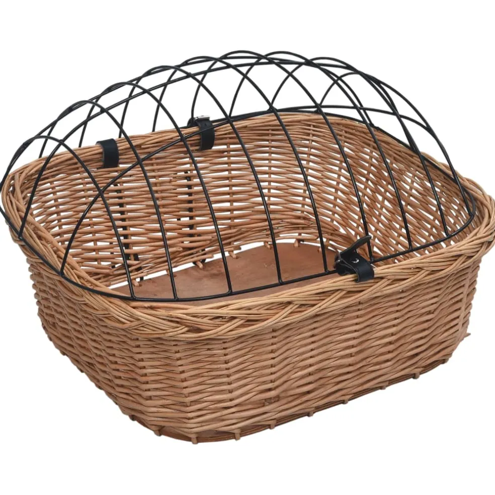 vidaXL Fietsstuurmand met deksel 50x45x35 cm natuurlijk wilgen