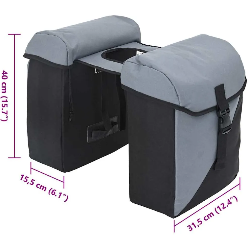 vidaXL Fietstas Grijs en zwart 31,5 x 15,5 x 40 cm Polyester