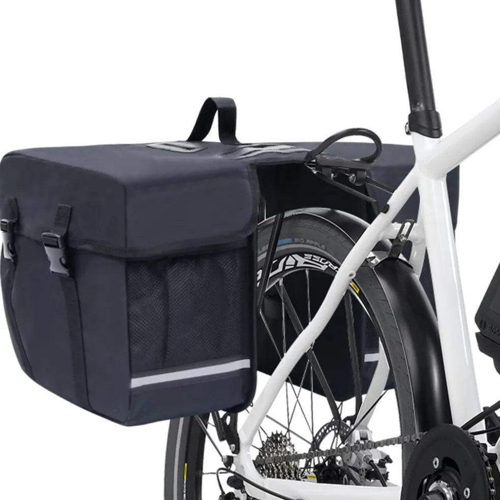 vidaXL Fietstas voor bagagedrager dubbel waterdicht 35 L zwart