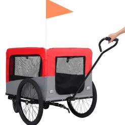 vidaXL Fietstrailer en hondenwagen 2-in-1 rood en grijs