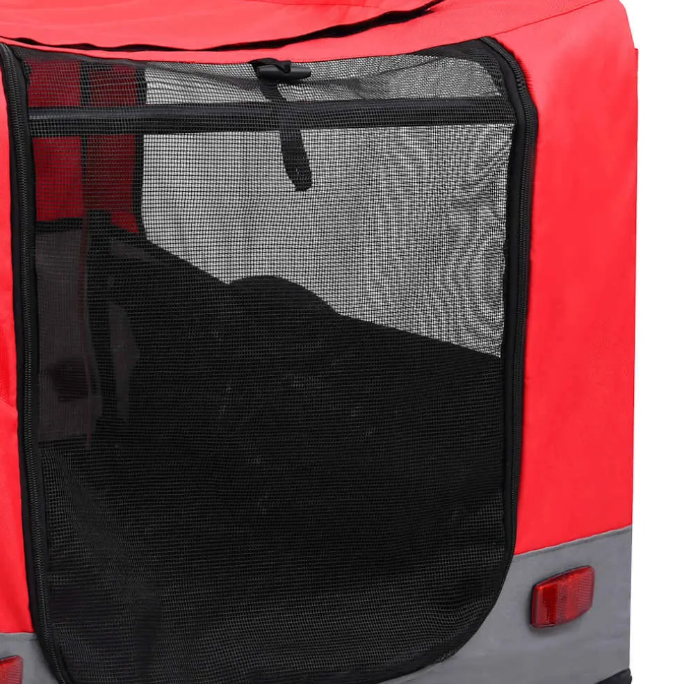 vidaXL Fietstrailer en hondenwagen 2-in-1 rood en grijs
