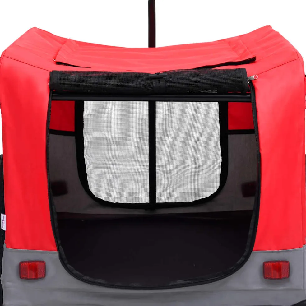 vidaXL Fietstrailer en hondenwagen 2-in-1 rood en grijs