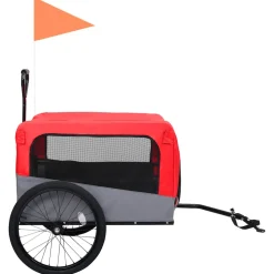 vidaXL Fietstrailer en hondenwagen 2-in-1 rood en grijs