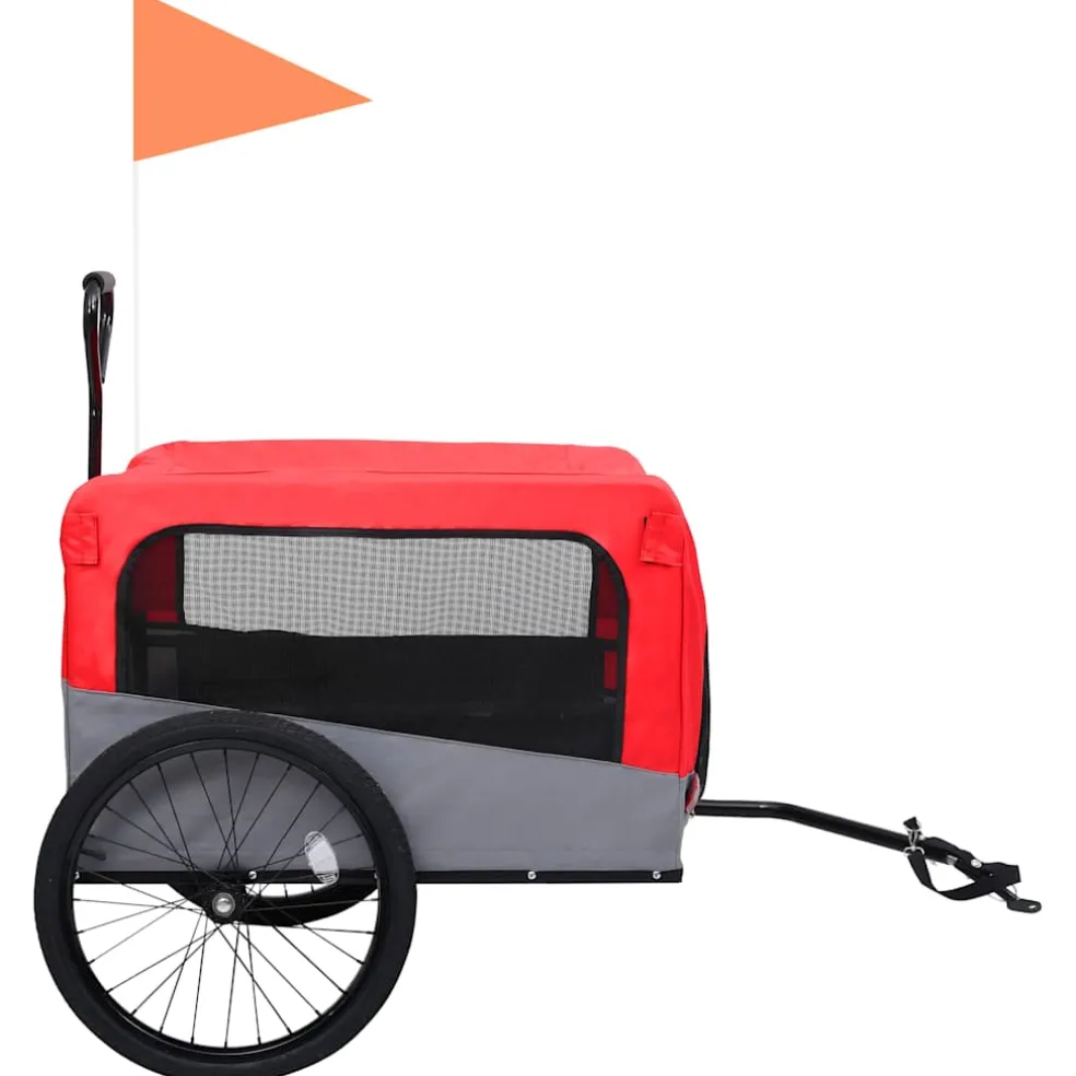 vidaXL Fietstrailer en hondenwagen 2-in-1 rood en grijs