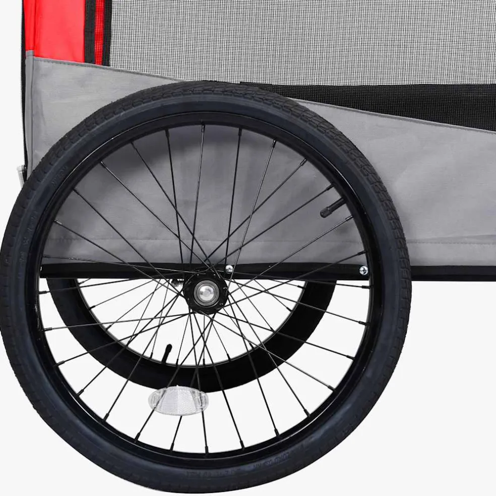 vidaXL Fietstrailer en hondenwagen 2-in-1 rood en grijs