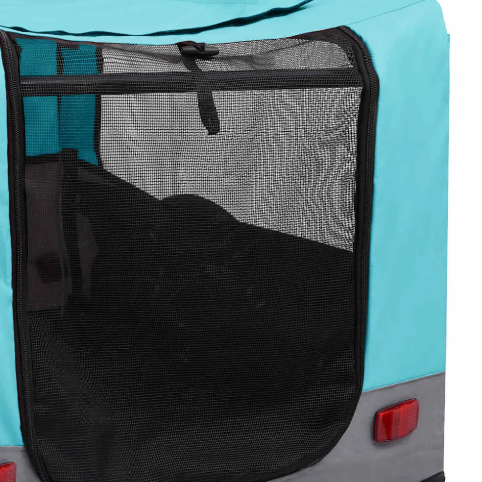 vidaXL Fietstrailer en hondenwagen 2-in-1 blauw en grijs