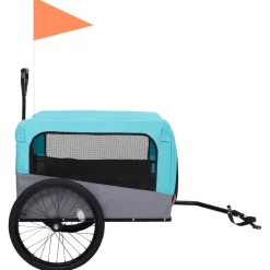 vidaXL Fietstrailer en hondenwagen 2-in-1 blauw en grijs