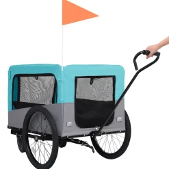 vidaXL Fietstrailer en hondenwagen 2-in-1 blauw en grijs