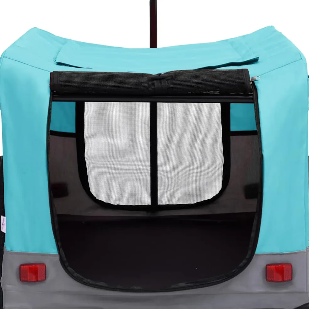 vidaXL Fietstrailer en hondenwagen 2-in-1 blauw en grijs