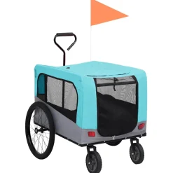 vidaXL Fietstrailer en hondenwagen 2-in-1 blauw en grijs