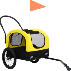 vidaXL Fietstrailer en hondenwagen 2-in-1 geel en zwart