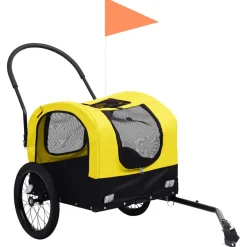 vidaXL Fietstrailer en hondenwagen 2-in-1 geel en zwart