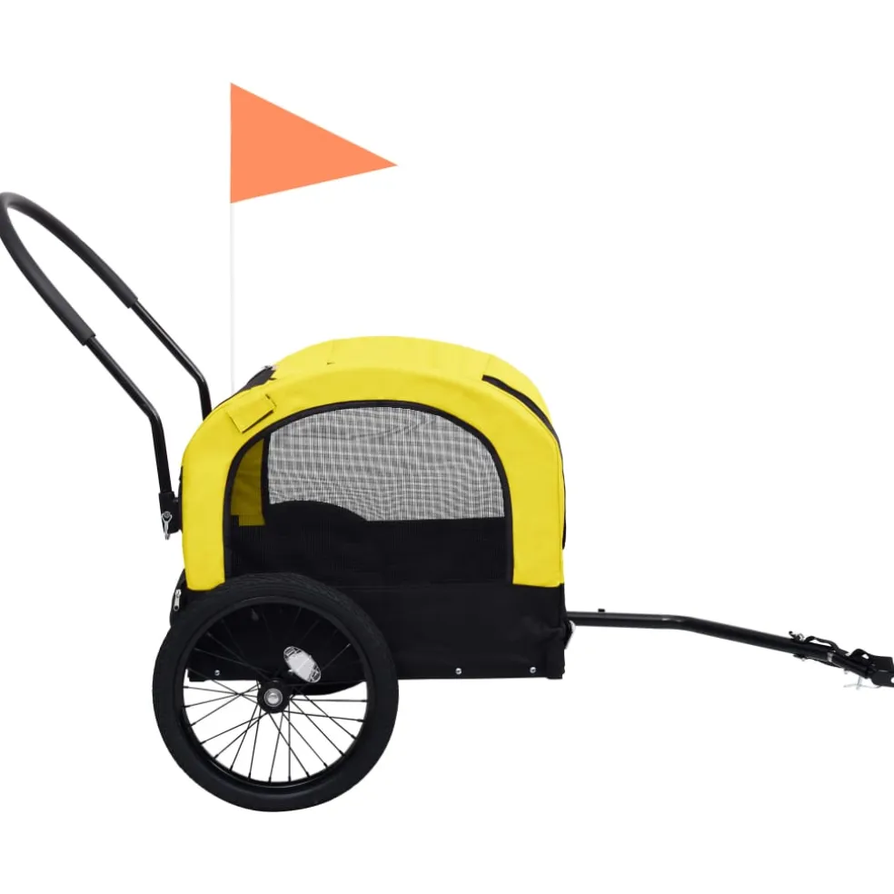 vidaXL Fietstrailer en hondenwagen 2-in-1 geel en zwart