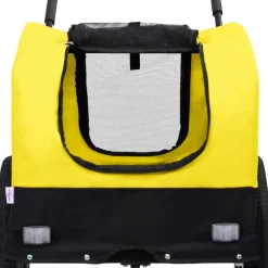 vidaXL Fietstrailer en hondenwagen 2-in-1 geel en zwart