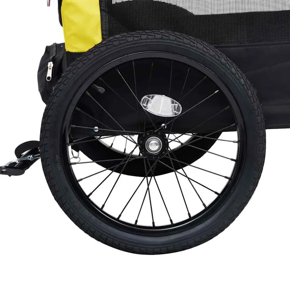 vidaXL Fietstrailer en hondenwagen 2-in-1 geel en zwart