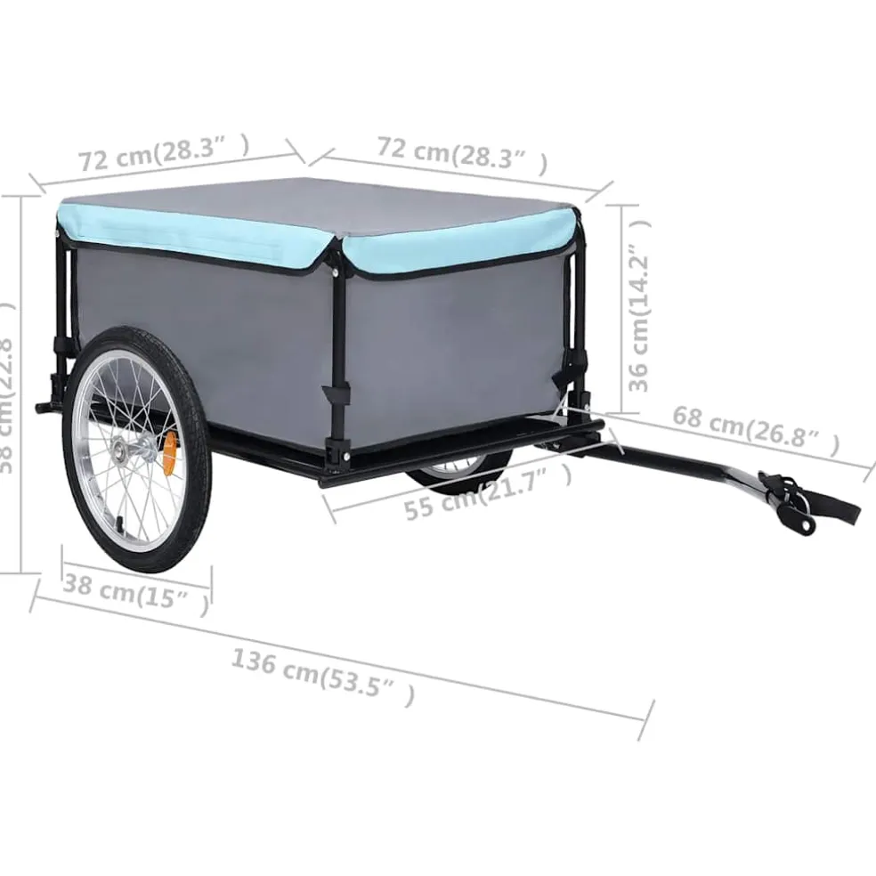 vidaXL Fietstrailer 65 kg grijs en blauw