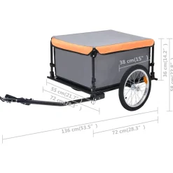 vidaXL Fietstrailer 65 kg grijs en oranje