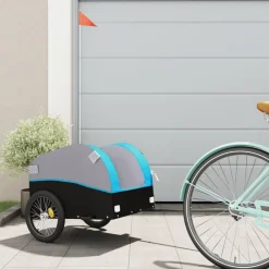 vidaXL Fietstrailer 30 kg ijzer zwart en blauw