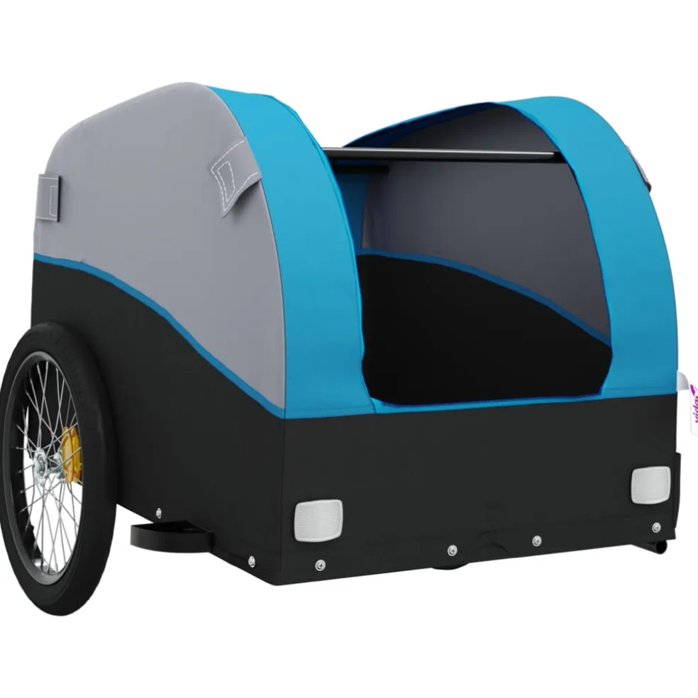 vidaXL Fietstrailer 30 kg ijzer zwart en blauw