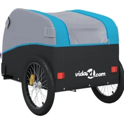 vidaXL Fietstrailer 30 kg ijzer zwart en blauw
