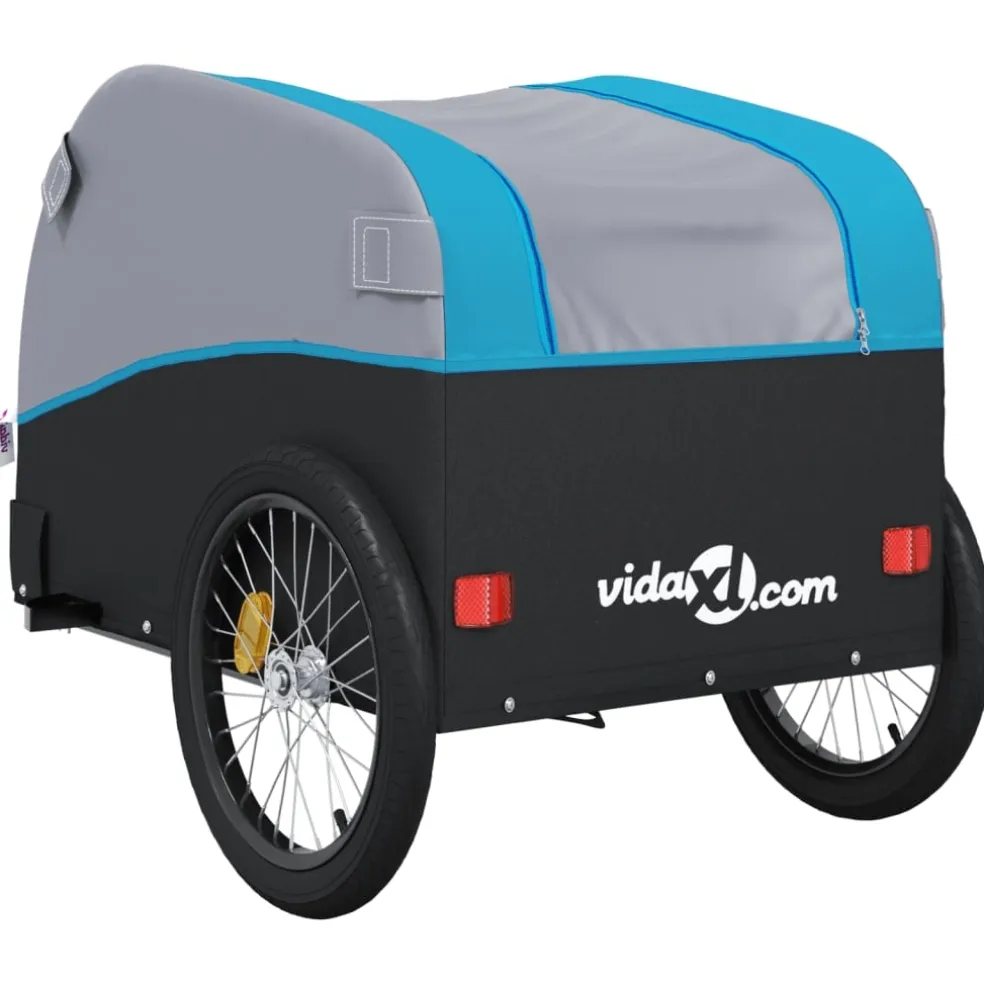 vidaXL Fietstrailer 30 kg ijzer zwart en blauw