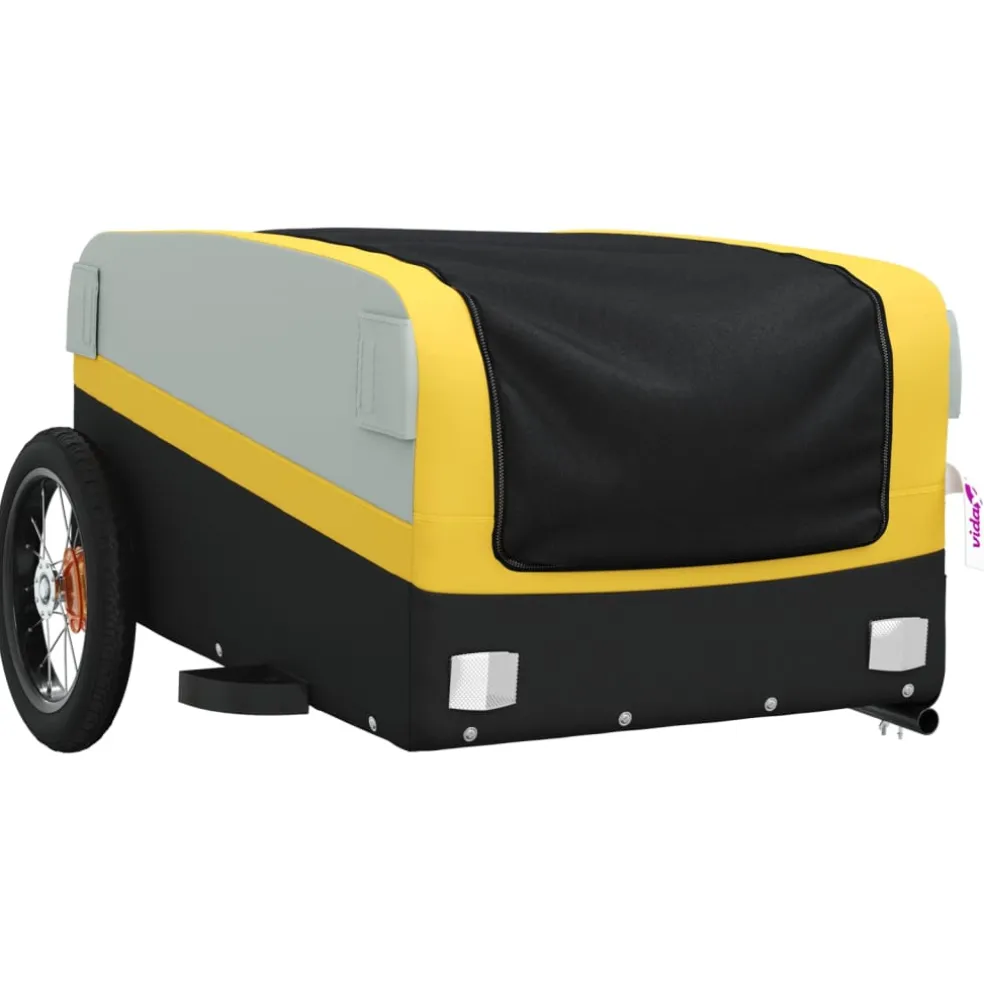 vidaXL Fietstrailer 30 kg ijzer zwart en geel