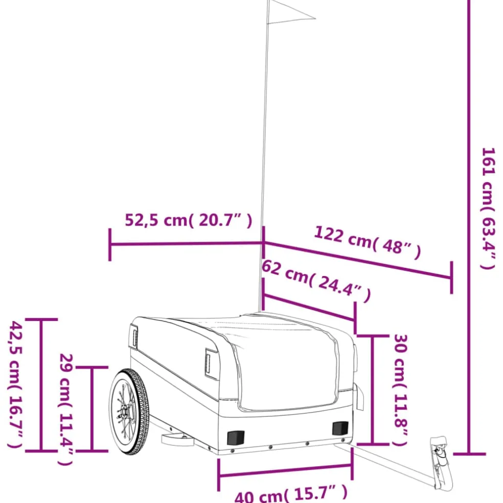 vidaXL Fietstrailer 30 kg ijzer zwart en geel