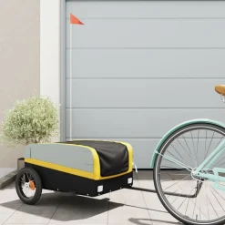 vidaXL Fietstrailer 30 kg ijzer zwart en geel