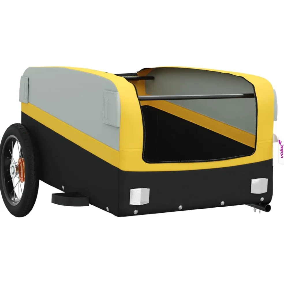 vidaXL Fietstrailer 30 kg ijzer zwart en geel