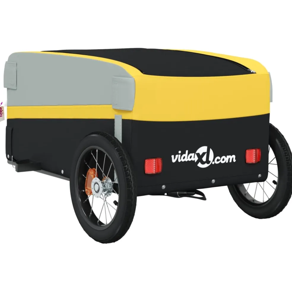 vidaXL Fietstrailer 30 kg ijzer zwart en geel