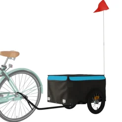 vidaXL Fietstrailer 30 kg ijzer zwart en groen