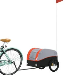 vidaXL Fietstrailer 30 kg ijzer zwart en oranje
