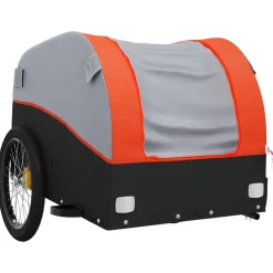vidaXL Fietstrailer 30 kg ijzer zwart en oranje