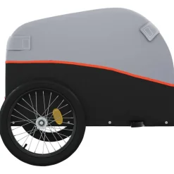 vidaXL Fietstrailer 30 kg ijzer zwart en oranje