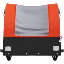 vidaXL Fietstrailer 30 kg ijzer zwart en oranje