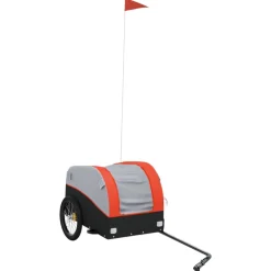 vidaXL Fietstrailer 30 kg ijzer zwart en oranje
